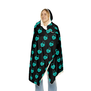 At Home Collection Large Blue Lock Pattern Black Snuggle Blanket, Hooded Sherpa, Oversized Hooded Cape All Over Prints  The Middle Aged Groove