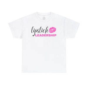Lipstick + Leadership (Pink Lips) Relaxed-Fit Heavy Cotton T-Shirt, Makeup Tshirt, Beauty Business Tshirt T-Shirt White-5XL The Middle Aged Groove