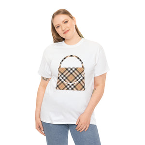Groove Collection Red Stripe Plaid (Purse) Unisex Relaxed Fit Heavy Cotton Tee
