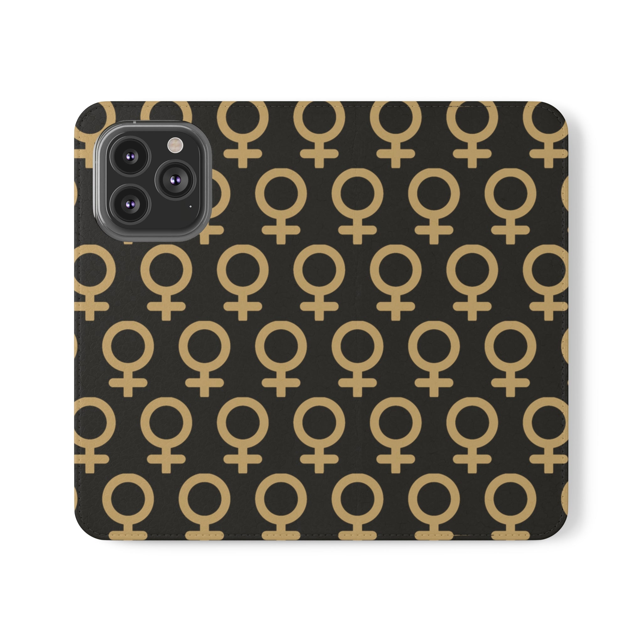 THE FUTURE IS FEMALE (Gold symbol) Feminist Flip Case Phone Case Phone Case iPhone-13-Pro The Middle Aged Groove