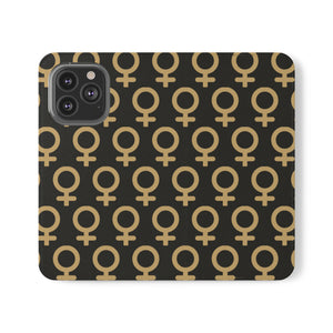THE FUTURE IS FEMALE (Gold symbol) Feminist Flip Case Phone Case Phone Case iPhone-13-Pro The Middle Aged Groove