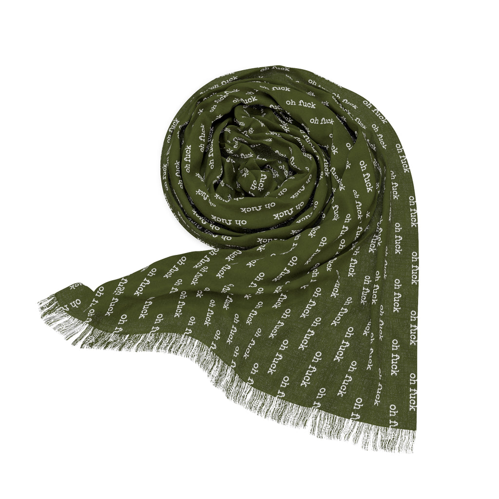 "Oh Fuck" Word Phrase Army Green Lightweight Scarf Scarves  The Middle Aged Groove