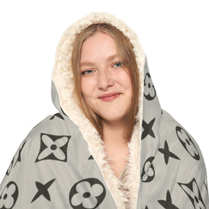 At Home Collection Large Grey Icon Snuggle Blanket, Hooded Sherpa, Oversized Hooded Cape All Over Prints  The Middle Aged Groove