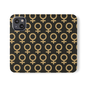 THE FUTURE IS FEMALE (Gold symbol) Feminist Flip Case Phone Case Phone Case iPhone-13-Mini The Middle Aged Groove