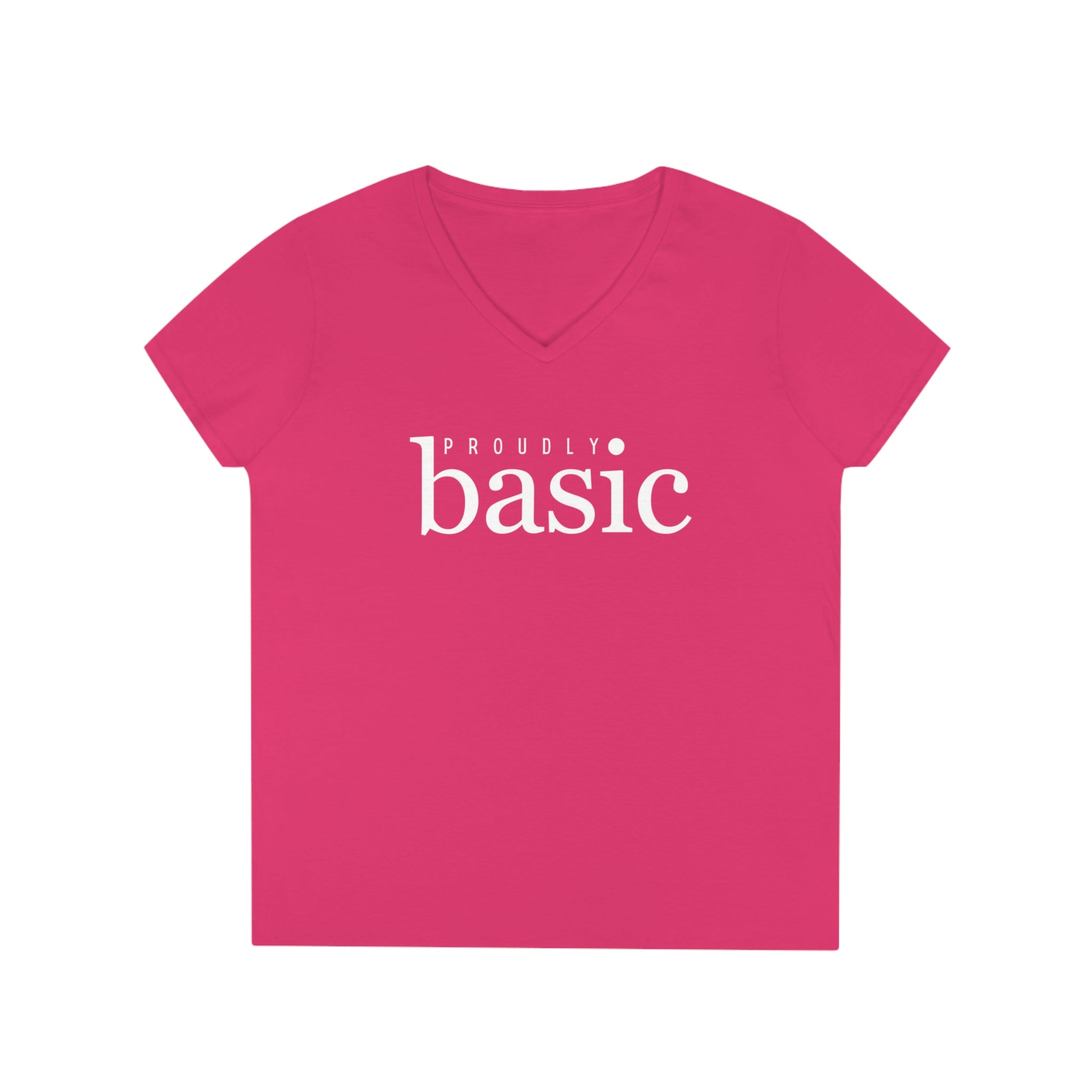  Proudly BASIC Female Empowerment Women's V Neck T-shirt, Feminist Graphic Tee, Cute Women's T-shirt V-neck2XLHeliconia