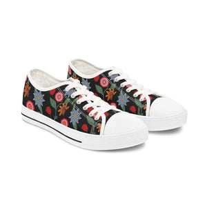 BOHO STAY WILD (Wild Flowers) Women's Low Top White Canvas Shoes ShoesUS12Whitesole