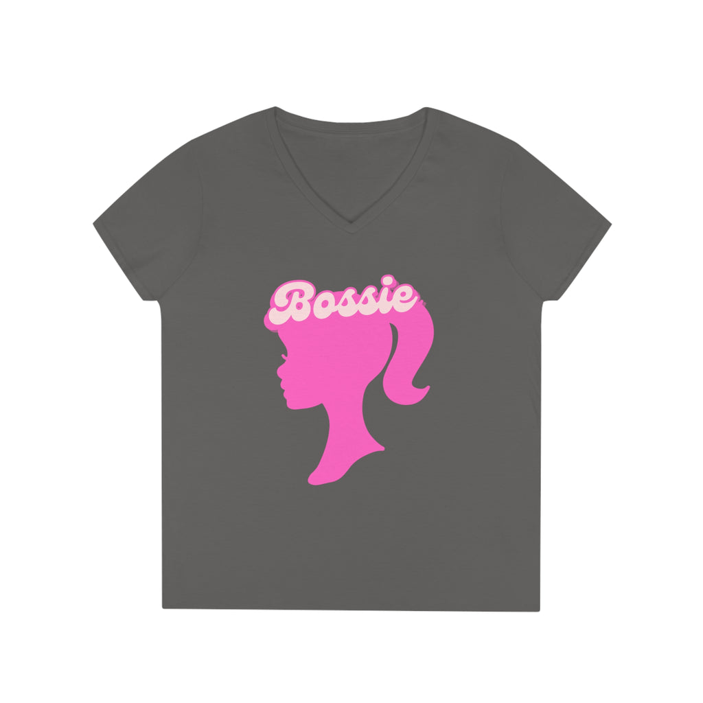  Bossie (Barbie Image) Funny Women's V Neck T-shirt, Cute Graphic Tee V-neck2XLCharcoal