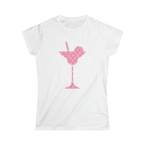 Abby Pattern in Pink Icons Martini Glass Women's Softstyle Tee