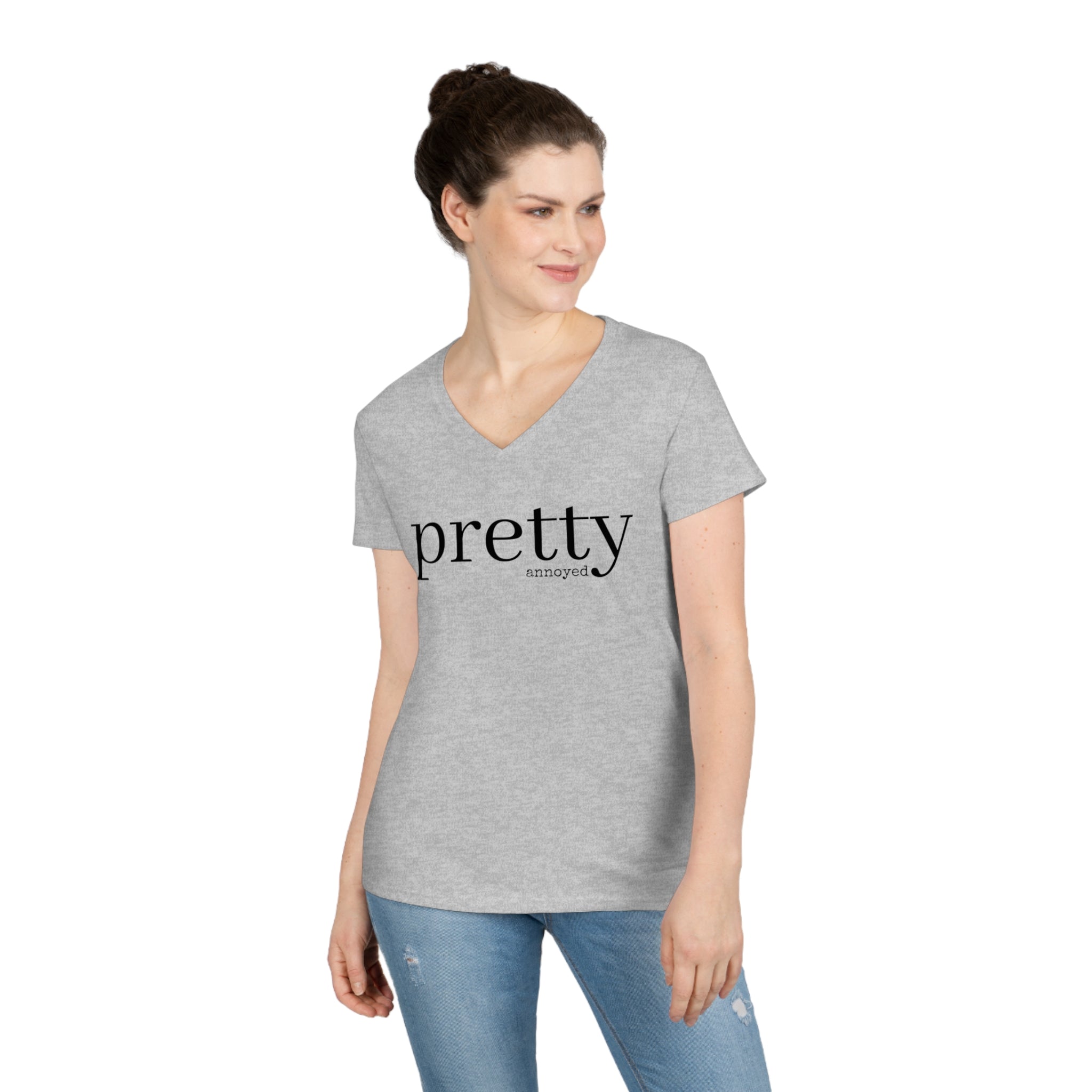 PRETTY annoyed Women's V Neck T-shirt, Cute Graphic Tee