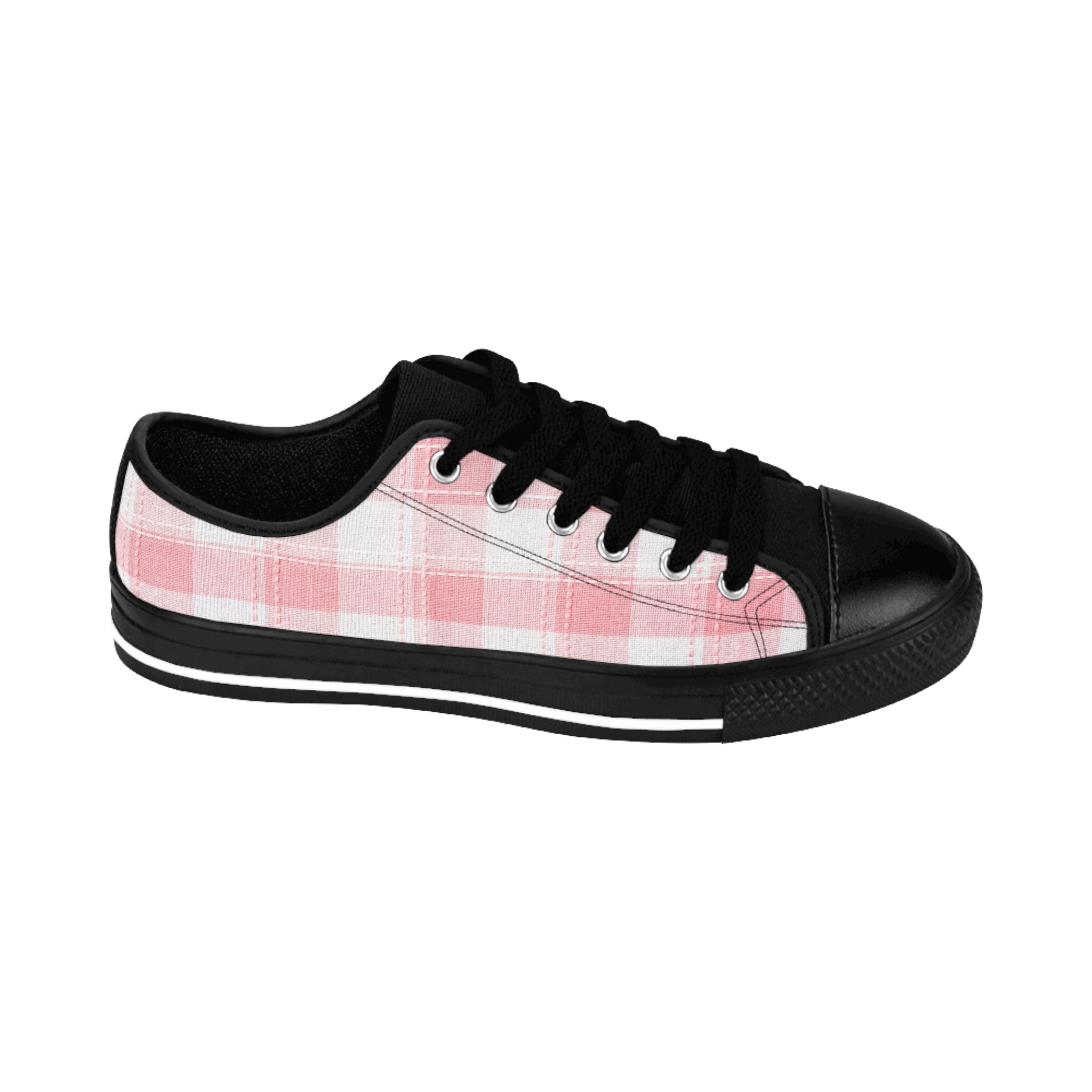 Designer Collection in Plaid (Pink) Women's Low Top Canvas Shoes Shoes US-11-Black-sole The Middle Aged Groove