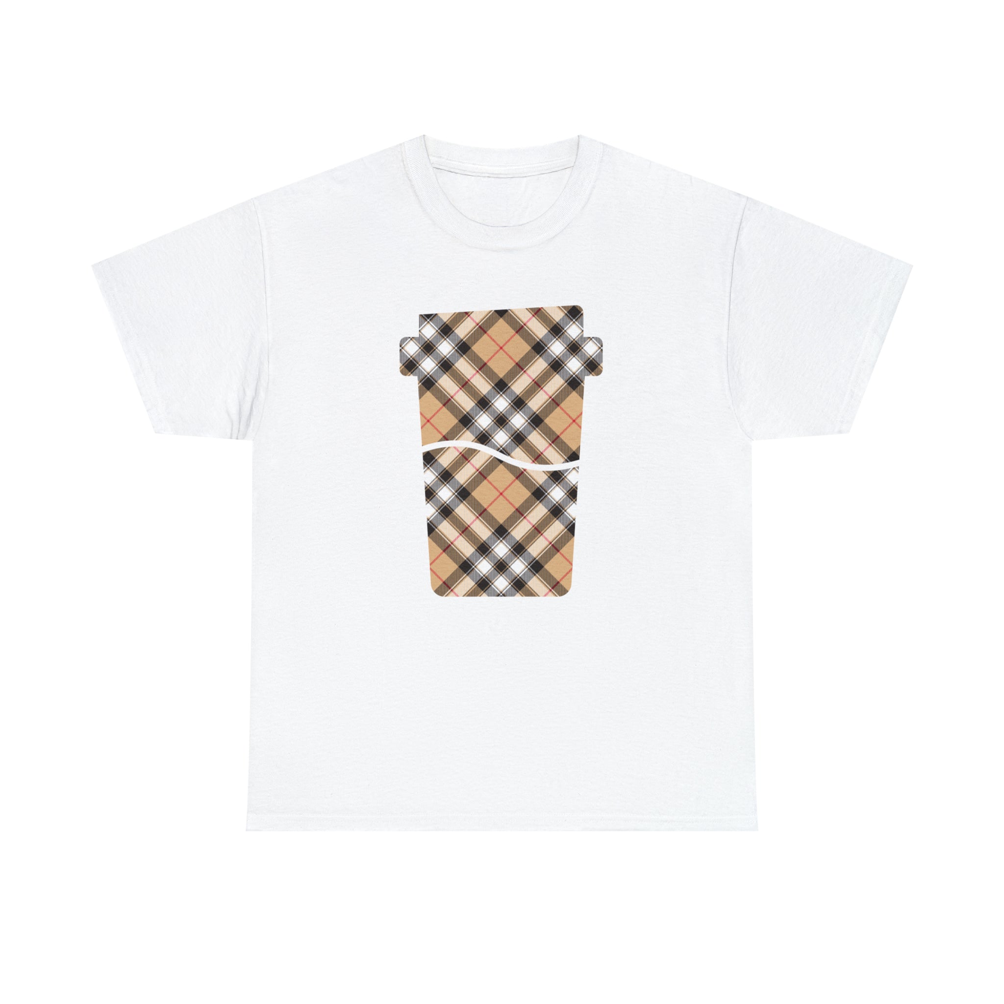 Groove Collection Red Stripe Plaid (Coffee) Unisex Relaxed Fit Heavy Cotton Tee