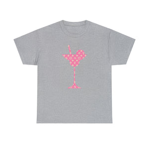  Abby Pattern in Pink and Beige Martini Glass Unisex Relaxed Fit Heavy Cotton Tee, Graphic Loose Fit Tshirt T-ShirtSportGrey5XL