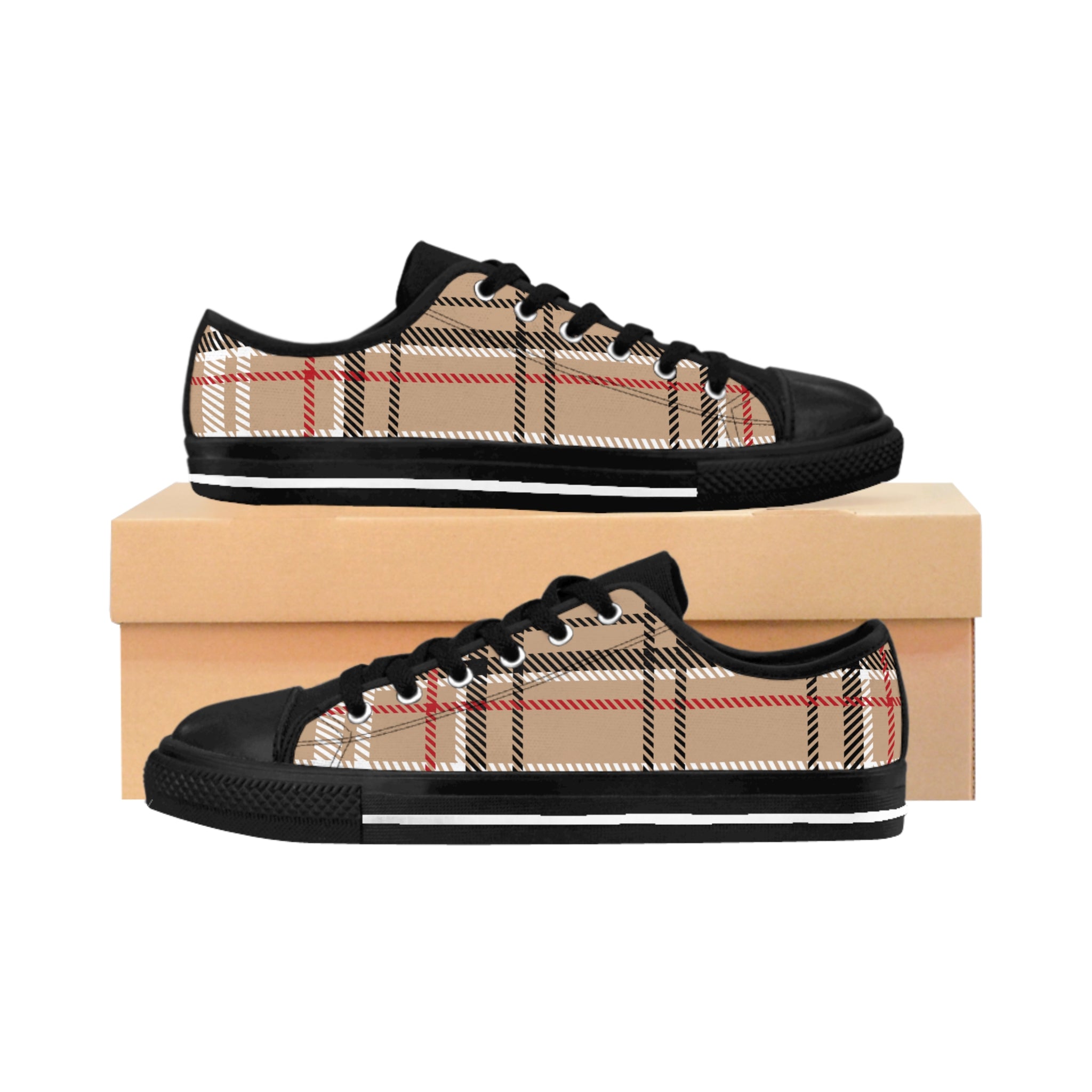 Copy of Designer Collection in Plaid (Beige) Women's Low Top Canvas Shoes Shoes  The Middle Aged Groove