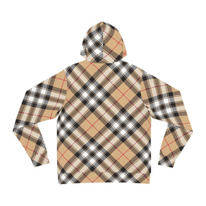 Groove Collection in Plaid (Red Line) Large Print Pullover Fashion Hoodie