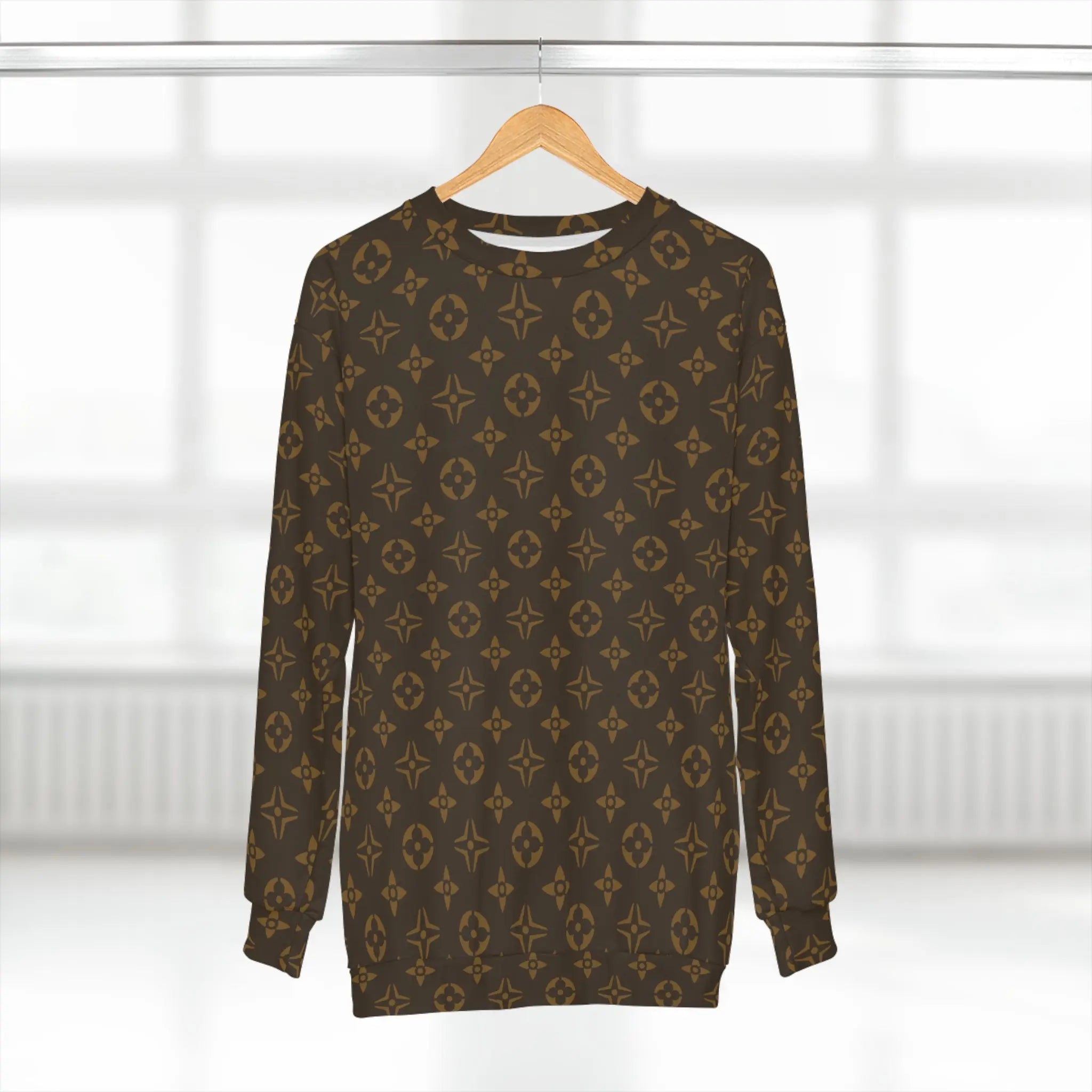  Abby Pattern Icons in Brown Unisex Fashion Sweatshirt, Sweatshirt Sweater, Streetwear Sweatshirt Sweatshirt