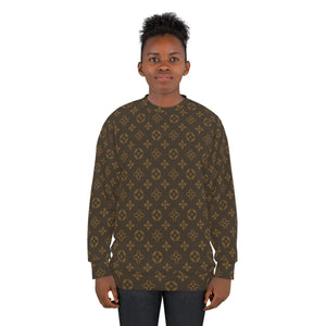  Abby Pattern Icons in Brown Unisex Fashion Sweatshirt, Sweatshirt Sweater, Streetwear Sweatshirt Sweatshirt