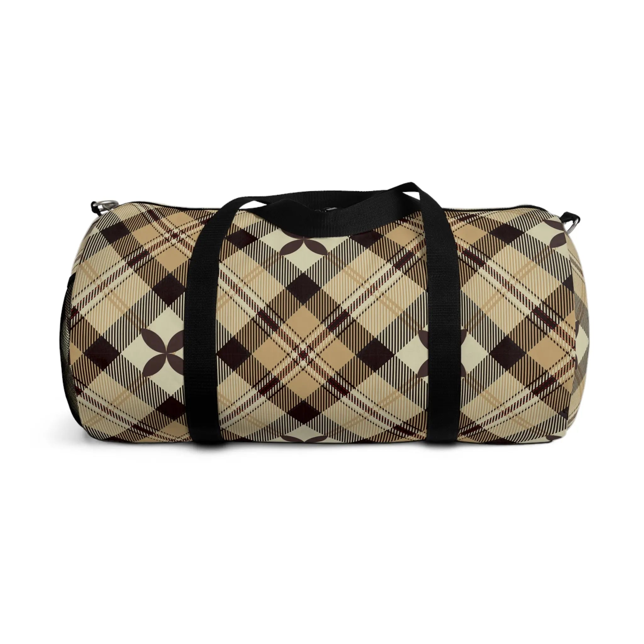  Abby Plaid in Gold and Flowers Duffel Bag, Travel and Overnight Bag Bags