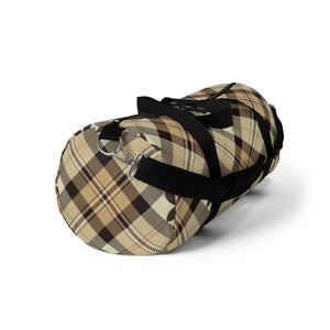  Abby Plaid in Gold and Flowers Duffel Bag, Travel and Overnight Bag Bags