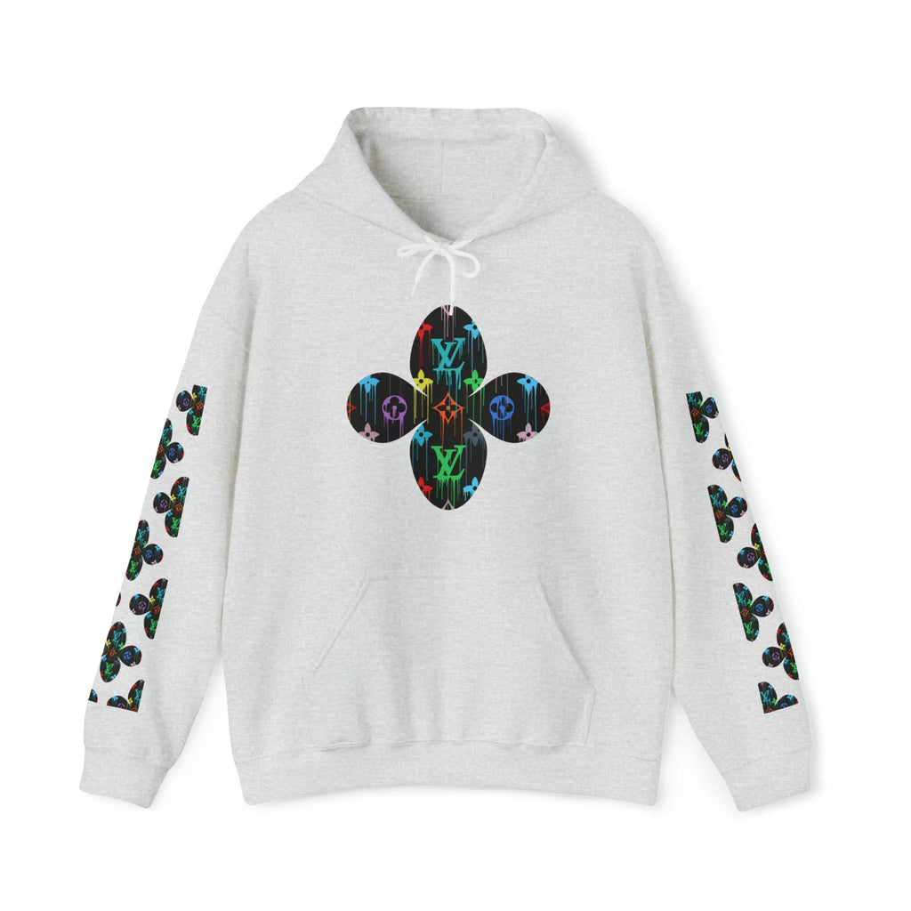  Multi-Colour Dripping Icons Flower with Sleeve Print Unisex Heavy Blend Hooded Sweatshirt HoodieAsh5XL