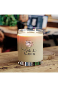BITCH IN BLOOM (Peony) Pro-Aging Scented Candle - Full Glass, 11oz Home Decor