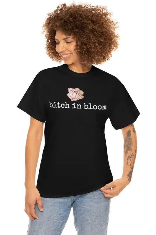 BITCH IN BLOOM (Peony) Relaxed-Fit Heavy Cotton T-Shirt