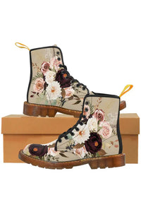  BOHO STAY WILD (Dark Bloom) Beige Women's Canvas Boots BootsBrownUS11