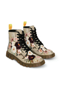  BOHO STAY WILD (Dark Bloom) Beige Women's Canvas Boots (Larger sizes 7-10.5 Mens) ShoesUS10.5Brownsole