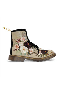  BOHO STAY WILD (Dark Bloom) Beige Women's Canvas Boots (Larger sizes 7-10.5 Mens) Shoes