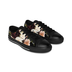  BOHO STAY WILD (Dark Bloom) Black Women's Low Top Canvas Shoes Shoes