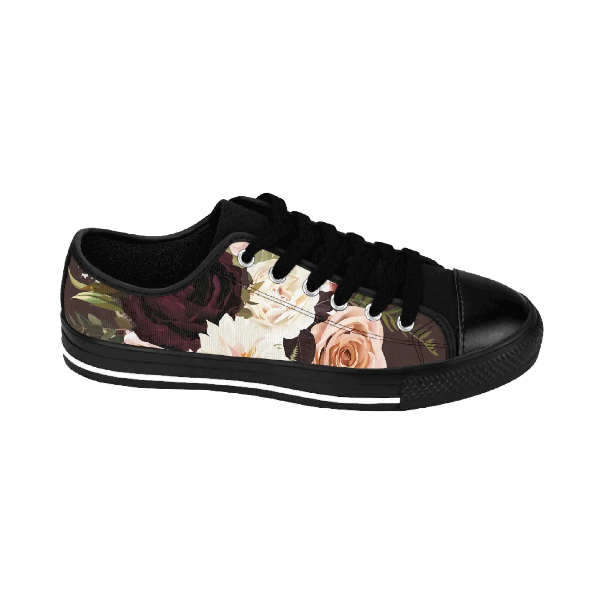 BOHO STAY WILD (Dark Bloom) Chocolate Brown Women's Low Top Canvas Shoes ShoesUS12Blacksole