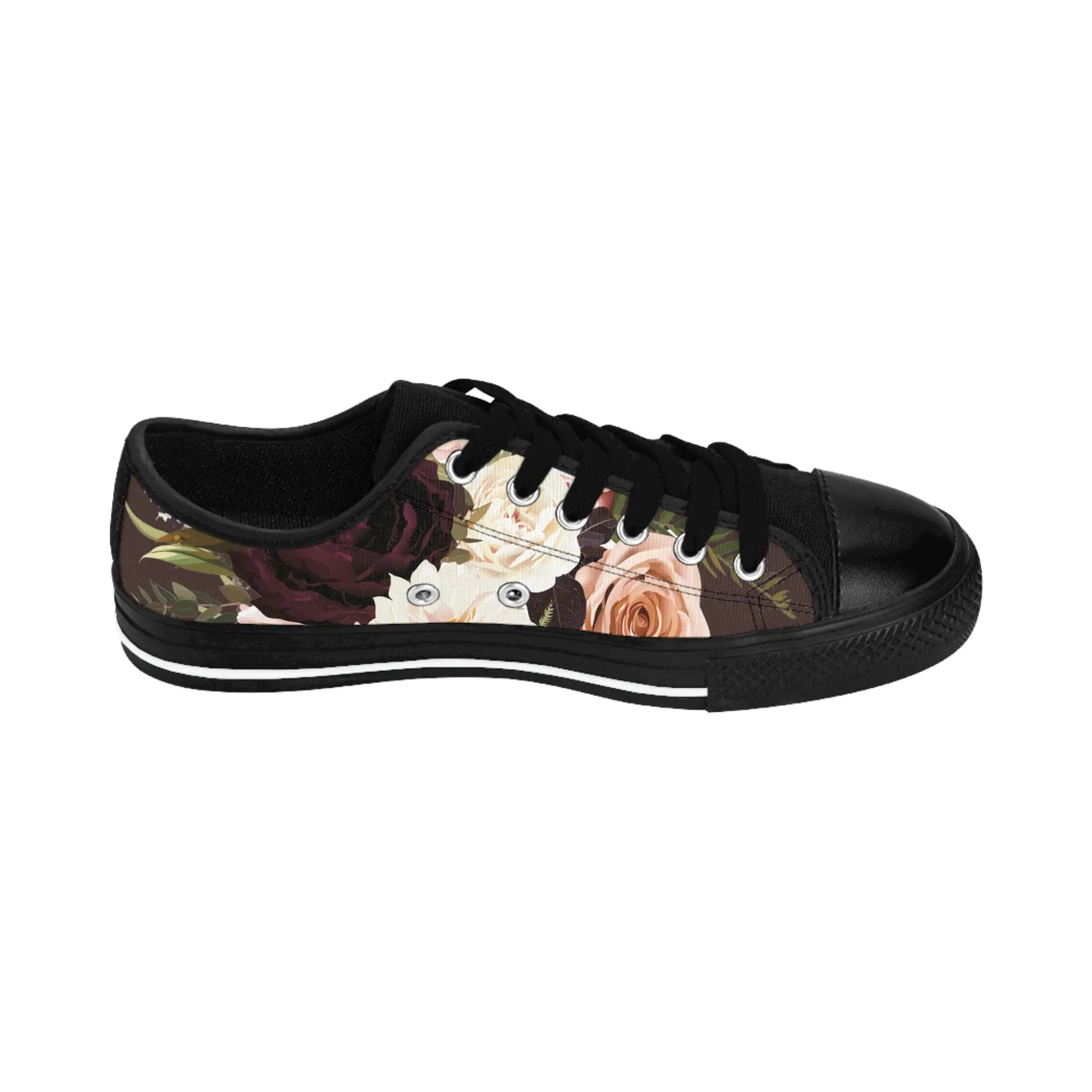  BOHO STAY WILD (Dark Bloom) Chocolate Brown Women's Low Top Canvas Shoes Shoes