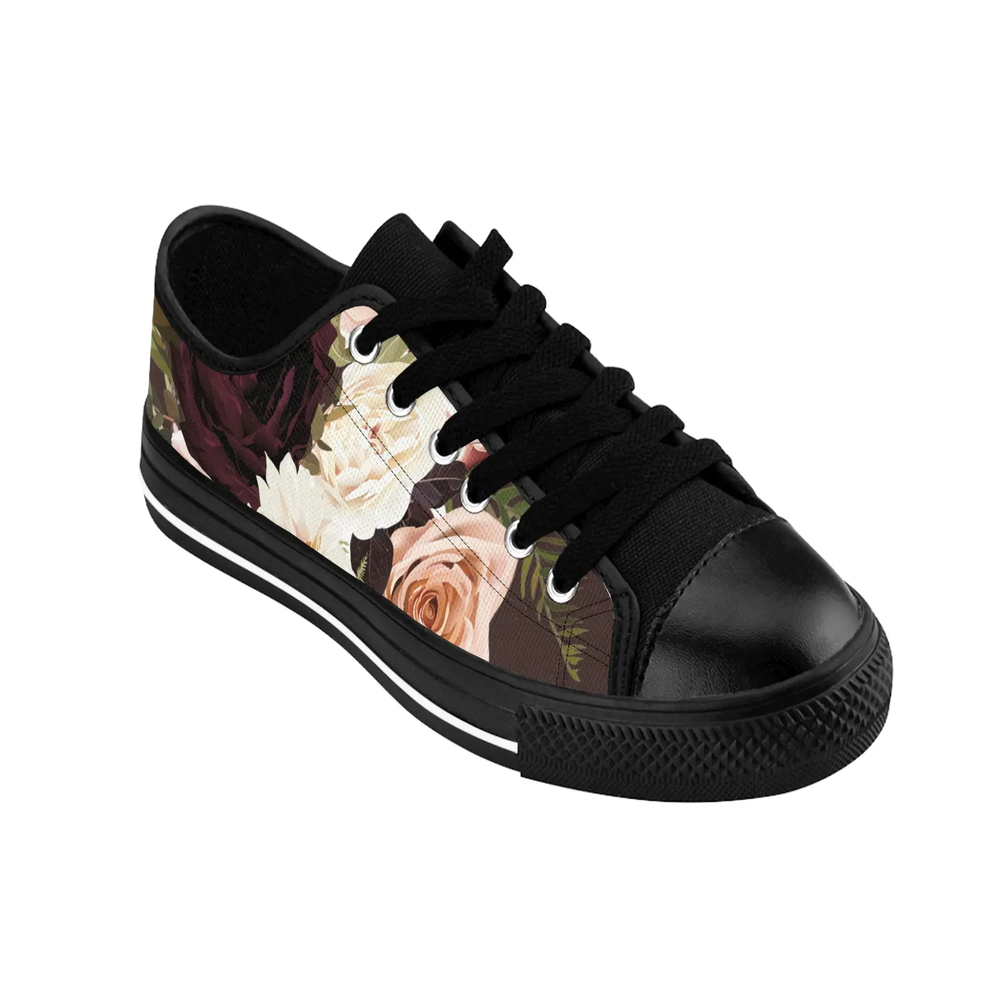 BOHO STAY WILD (Dark Bloom) Chocolate Brown Women's Low Top Canvas Shoes Shoes