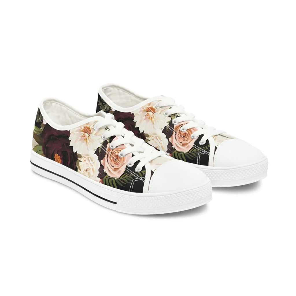  BOHO STAY WILD (Dark Bloom) Women's Low Top White Canvas Shoes ShoesUS12Whitesole