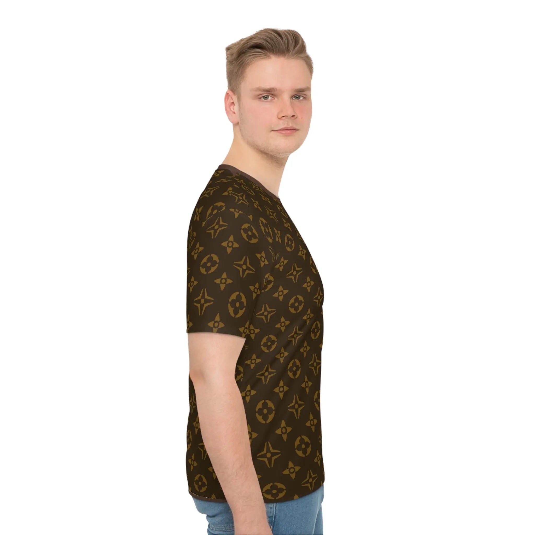  Beau Icons in Gold and Brown Beige Ace of Spades Men's Loose T-shirt All Over Prints