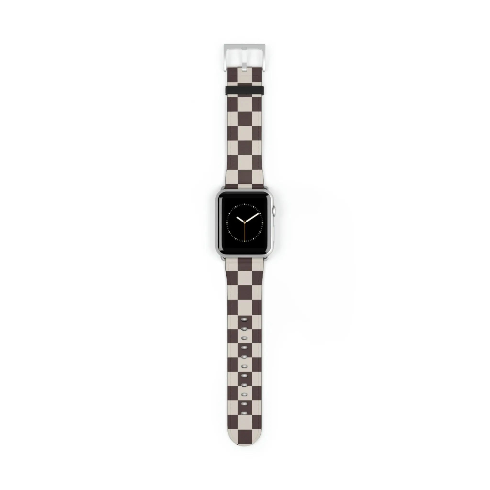  Designer Collection Check Mate (Brown) Watch Band for Apple Watch Watch Band42-45mmSilverMatte