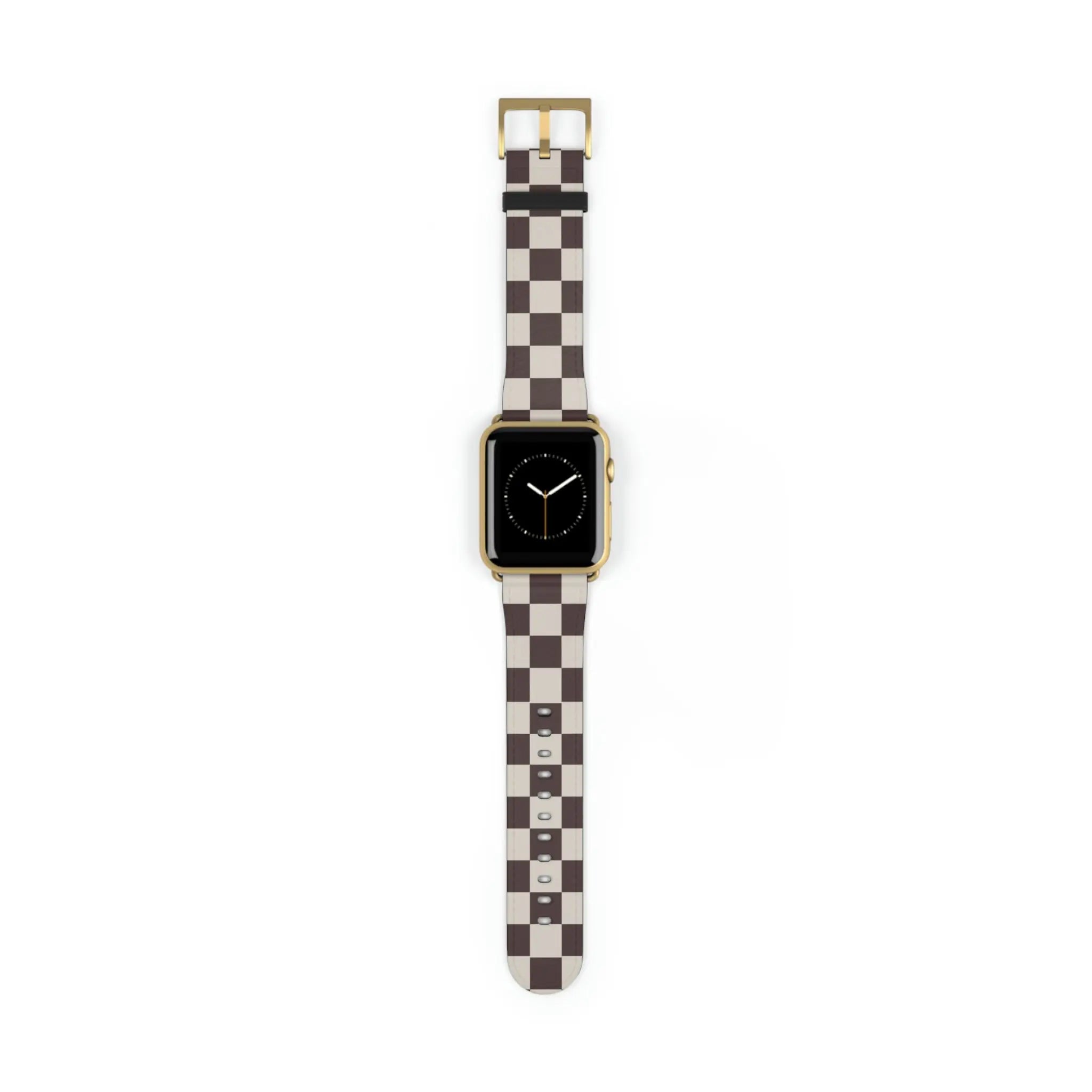  Designer Collection Check Mate (Brown) Watch Band for Apple Watch Watch Band42-45mmGoldMatte