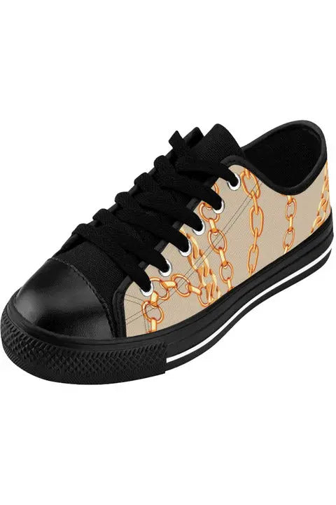 Designer Collection (Chains for Days) Dark Tea Women's Low Top Canvas Shoes - The Middle Aged Groove