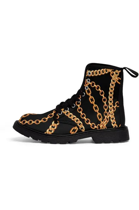Designer Collection (Chains for Days) Women's Black Canvas Boots