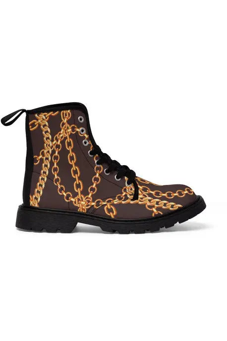 Designer Collection (Chains for Days) Women's Dark Brown Canvas Boots - The Middle Aged Groove