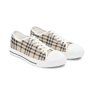  Designer Collection in Plaid (Beige) Women's Low Top White Canvas Shoes ShoesUS12Whitesole