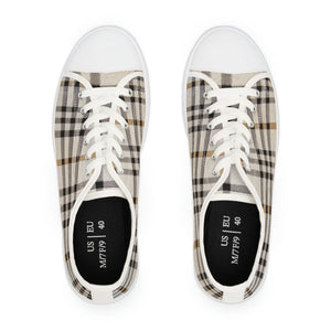  Designer Collection in Plaid (Beige) Women's Low Top White Canvas Shoes Shoes