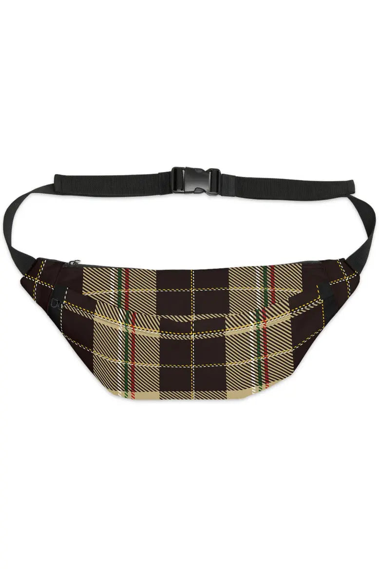 Luxury Brown/Black Checkered Fanny Pack by Oudeen