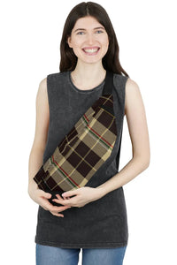  Designer Collection in Plaid (Dark Brown) Women's Large Fanny Pack Bags