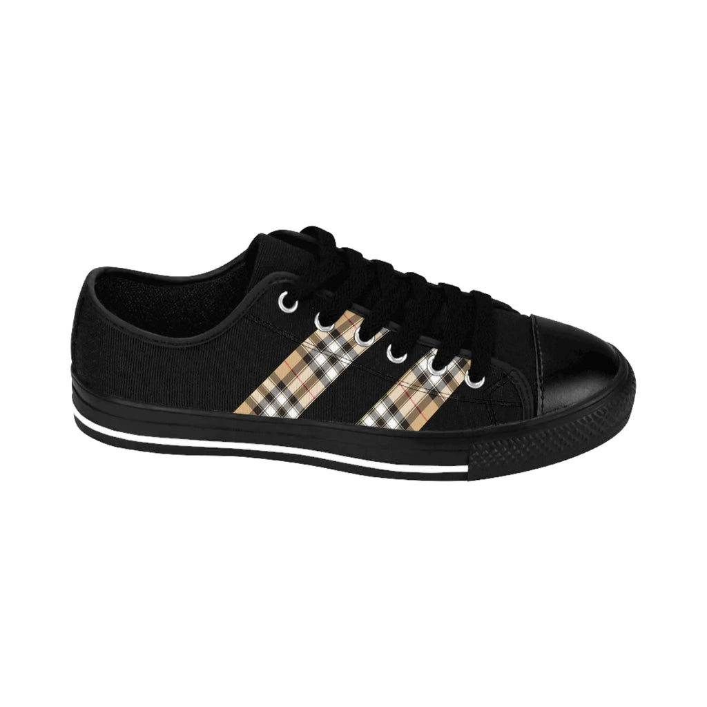  Designer Collection in Plaid (Red Stripe) Double Line Women's Low Top Canvas Shoes SneakersUS6Blacksole