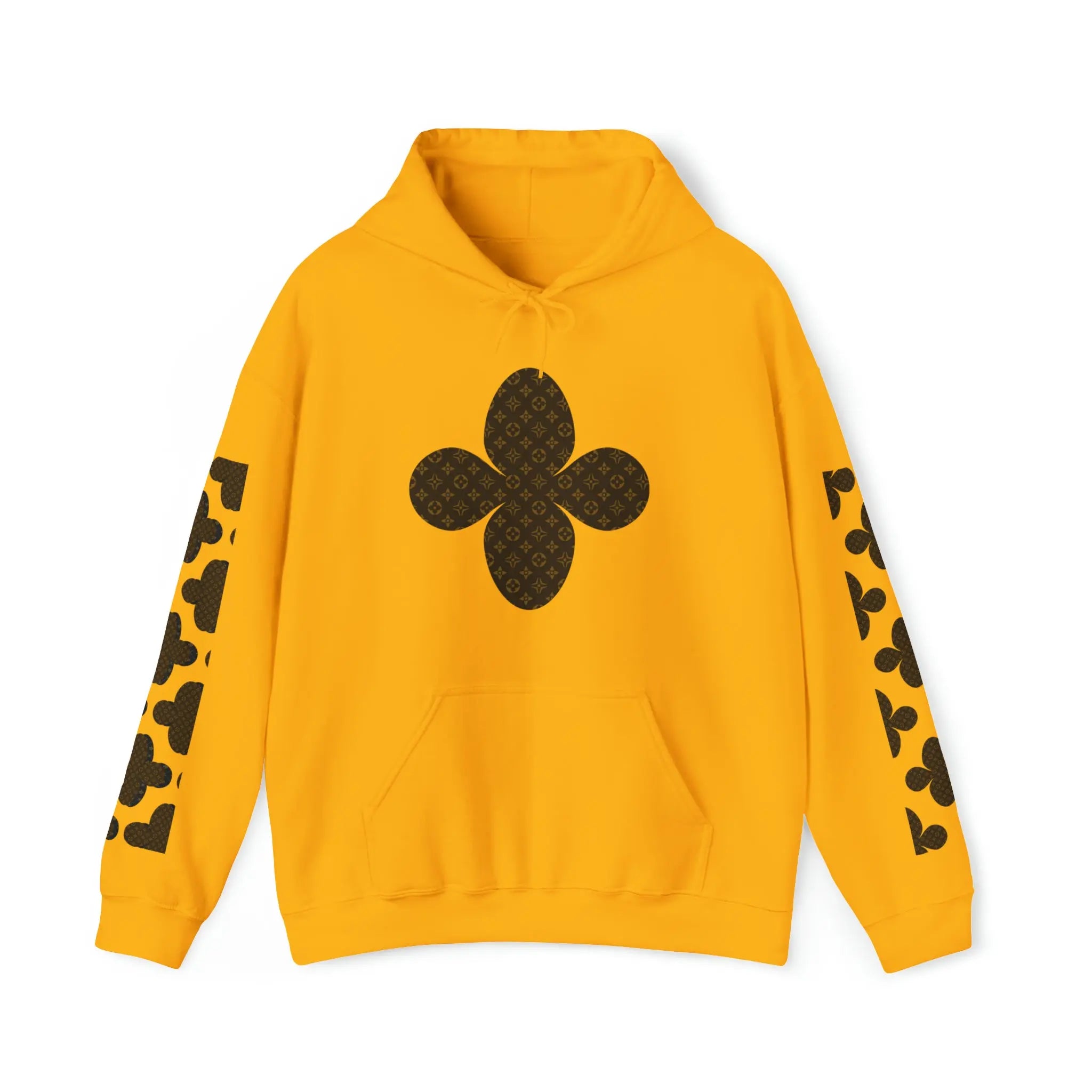  Brown Icons Flower with Sleeve Print Unisex Heavy Blend Hooded Sweatshirt HoodieGold5XL