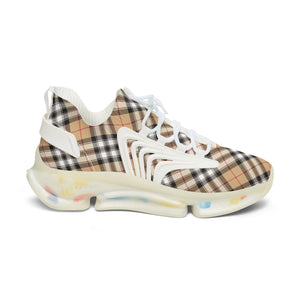  Groove Collection Beige Plaid (Red Stripe) Women's Mesh Sneakers Shoes