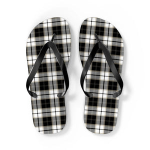  Groove Collection Black and White Plaid Flip Flops ShoesLBlacksole