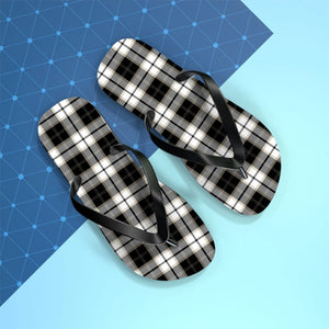  Groove Collection Black and White Plaid Flip Flops Shoes