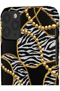 Groove Designer Collection (Black and White Animal Print Swirl + Pearls) Snap Phone Case