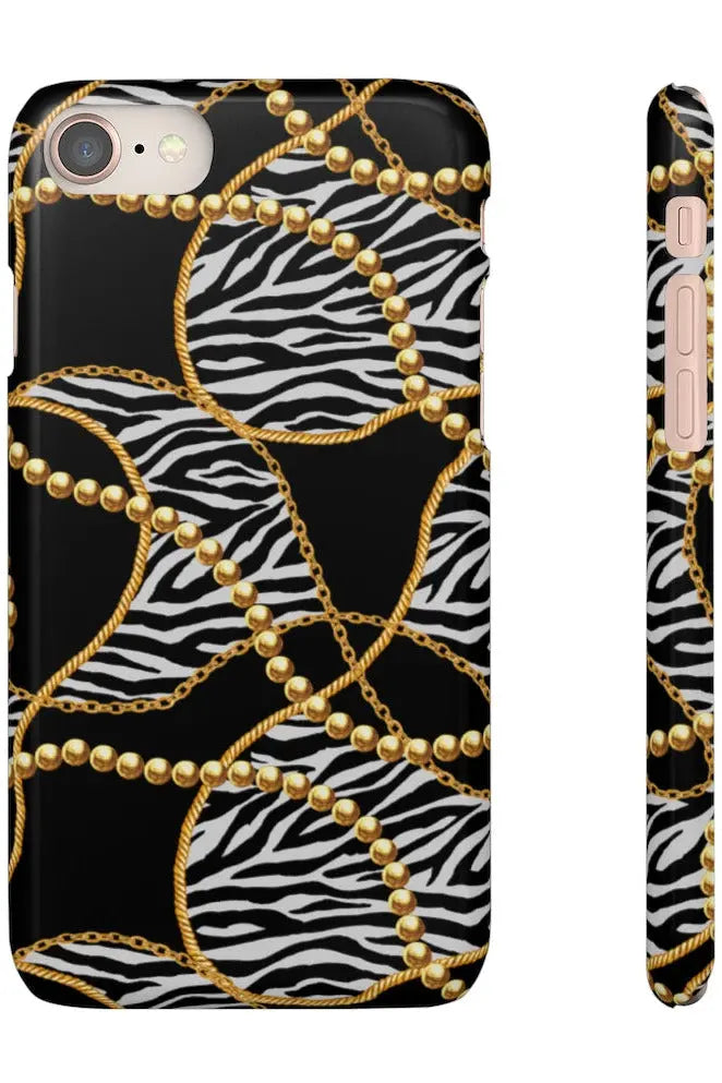 Groove Designer Collection (Black and White Animal Print Swirl + Pearls) Snap Phone Case
